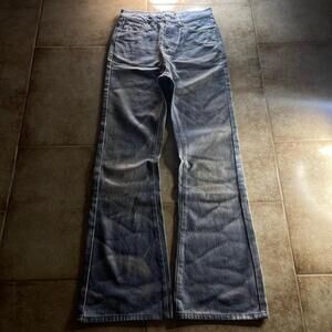 Japanese Archive Vintage Faded Whiskered Rippled Flared Denim Jeans Blue size 34